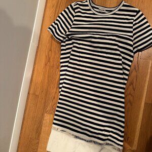 Clu navy and white striped tee shirt dress